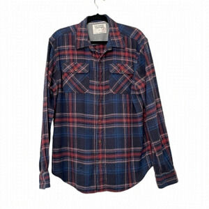 Denver Hayes Vintage Flannel Button Down Plaid Shirt With Snaps - Size Large